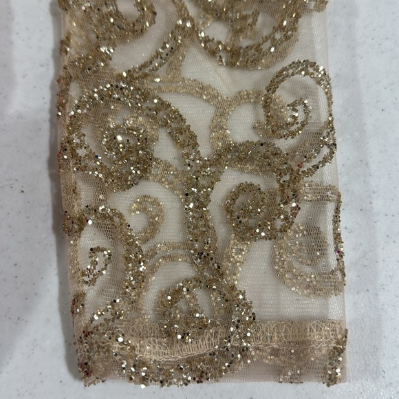 Formal Sheer Red Gold Mermaid Dress Glitter Open Back Small Women’s - Picture 12 of 13